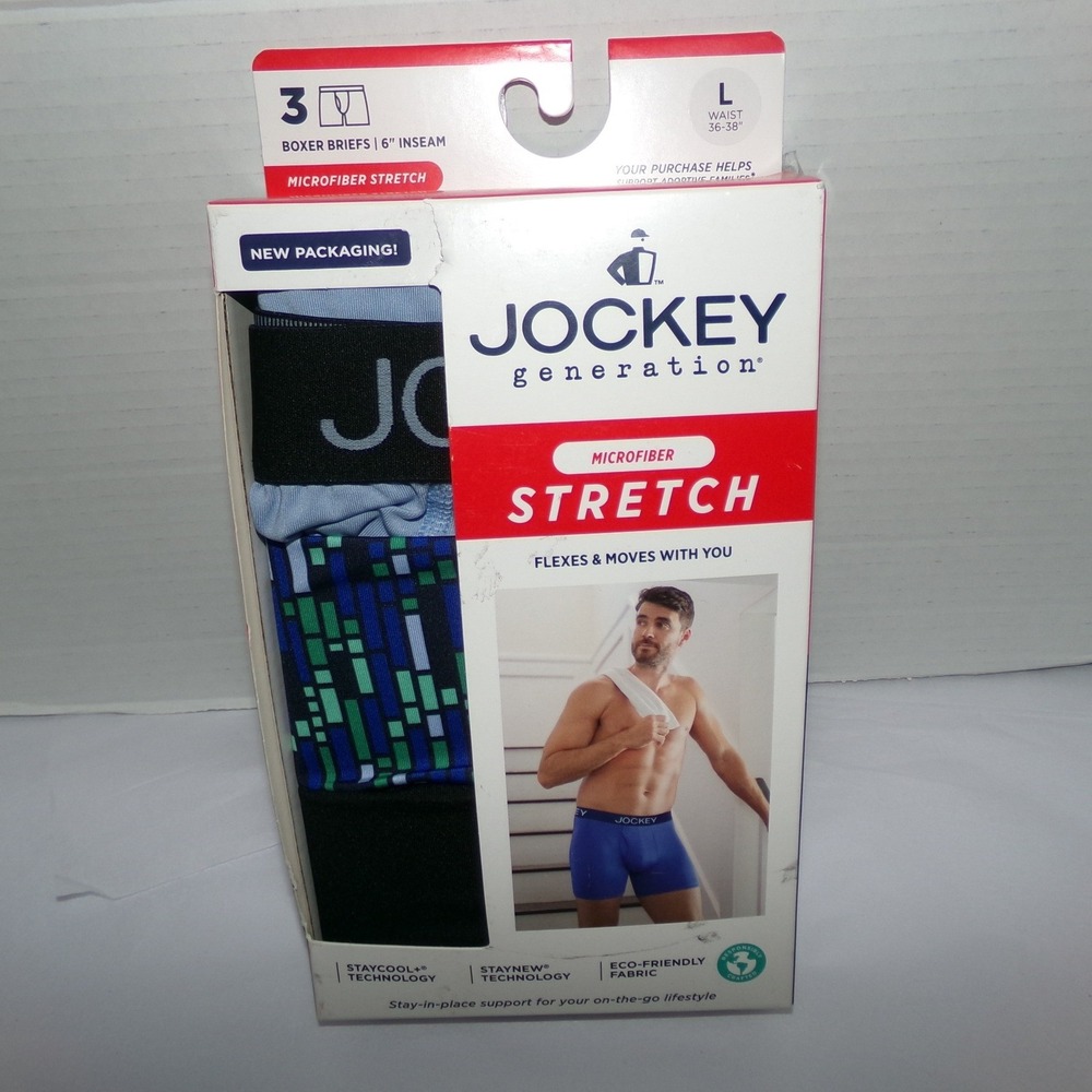 Jockey Generation Mens LRG 3 Pack 6" Microfiber Stretch Boxer Briefs